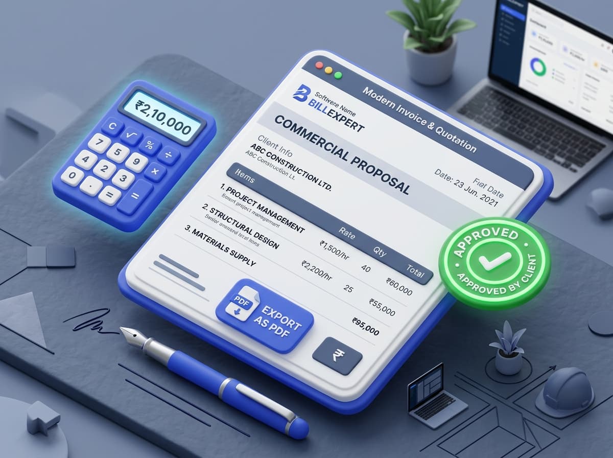 Contractor Quotation & Billing 3D Illustration